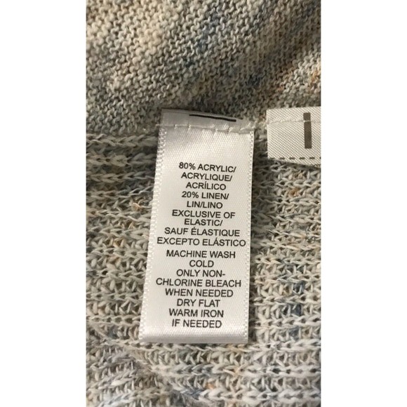 Loft Gray Beige Open Drape Linen Blend Long Sleeves Lightweight Sweater S - Picture 9 of 9